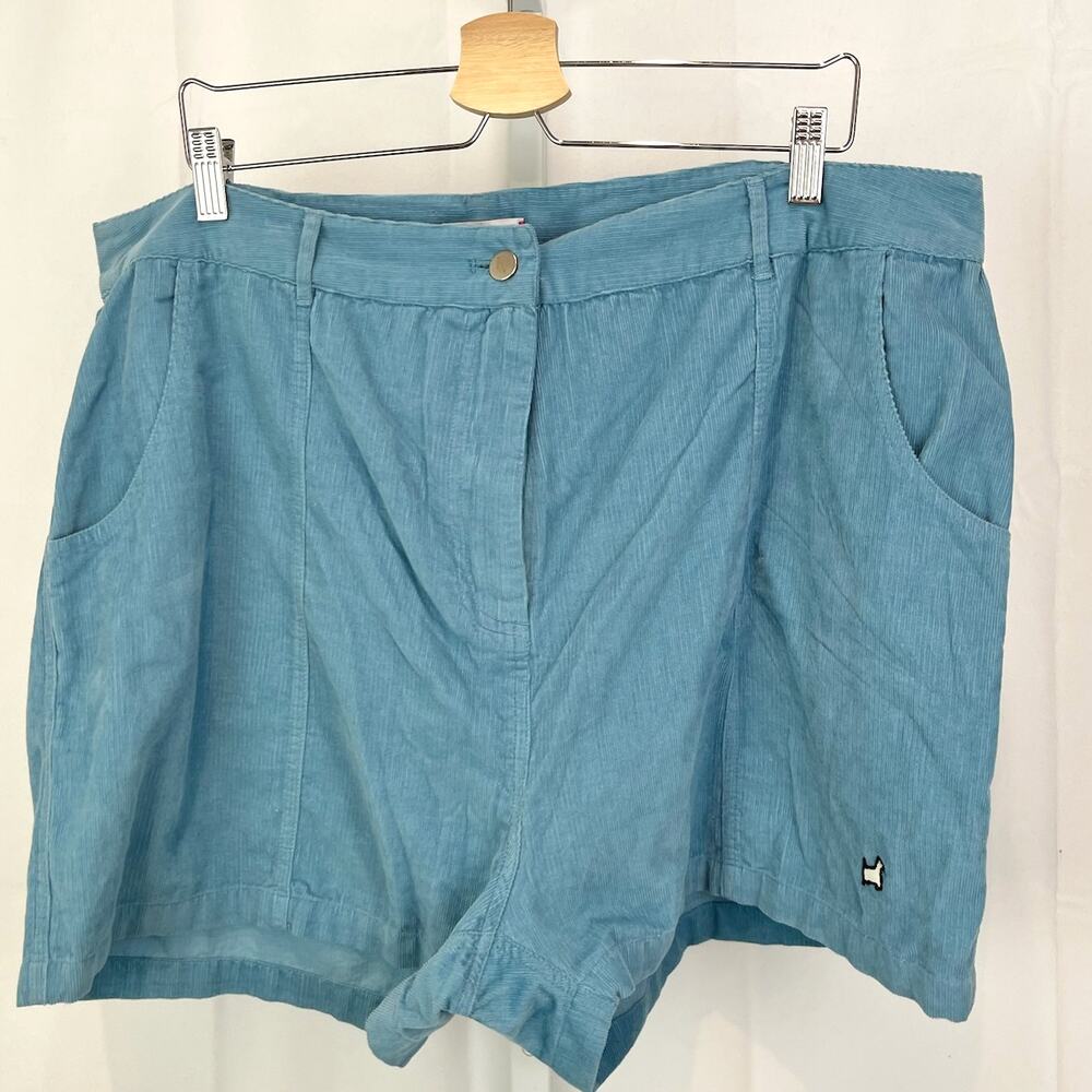NWT FRANCES VALENTINE Size 16 Scottie Shorts Cotton Corduroy Zip Fly Blue